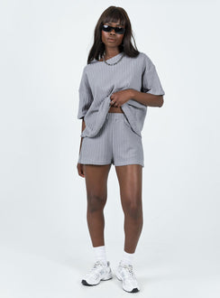 Matching set Oversized tee  Drop shoulder  High waisted shorts  Elasticated waistband  Good stretch 