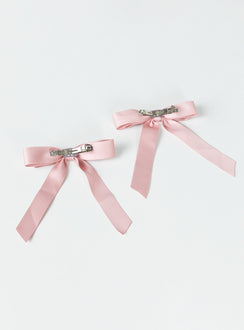 Hair bow Silky material Silver-toned hardware  Snap clip fastening 