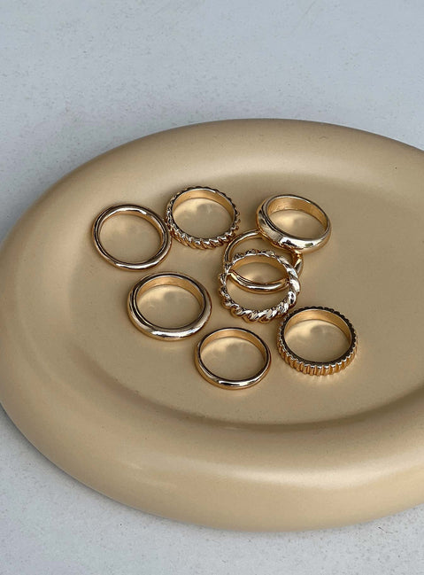 Ring set Pack of eight Gold toned