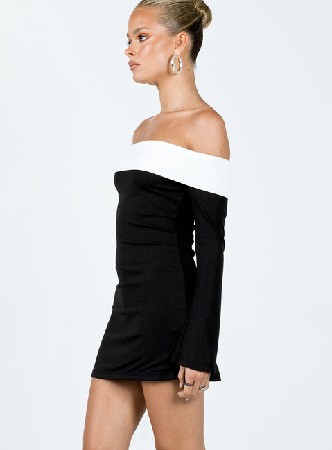 product Princess Polly Boat Neck  Anya Mini Dress Black / White