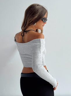 product Princess Polly Full Sleeves Square Neck  Tagula Off The Shoulder Top Grey