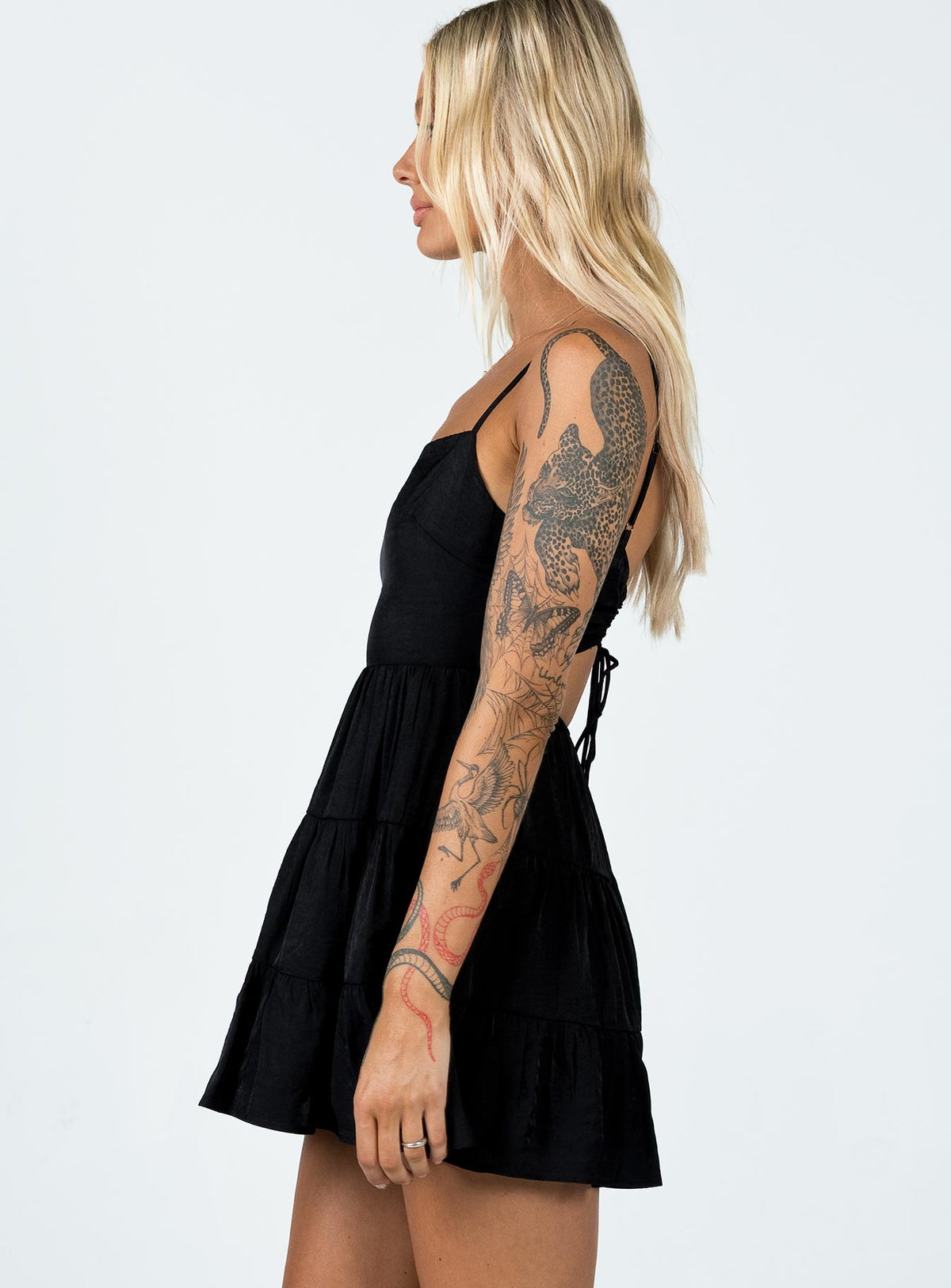 product Princess Polly Asymmetric Neckline  Summer Break Mini Dress Black