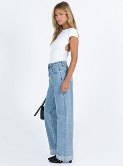 product Princess Polly High Waisted  Ollie Straight Leg Jean Mid Wash Denim