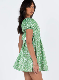 product Princess Polly Crew Neck  Let's Dance Mini Dress Green Floral