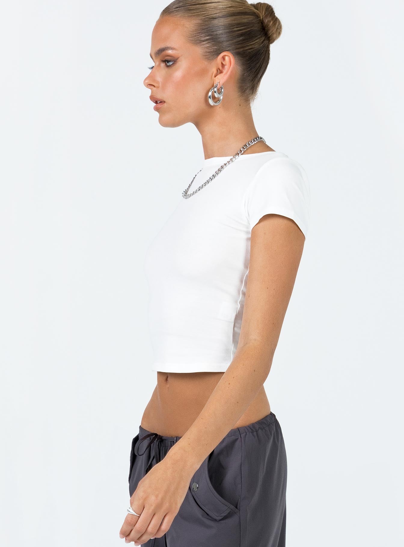 product Princess Polly Short Sleeves Crew Neck  Lex Top White