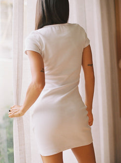 back view of model wearing Princess Polly Classic Mini Dress White 
