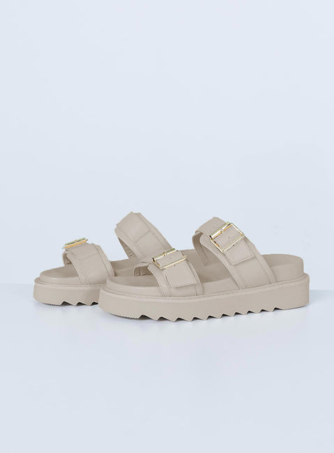 Sandals This product is PETA-Approved Vegan Double upper strap Both adjustable Chunky treaded sole Padded footbed Man made upper, lining & sole