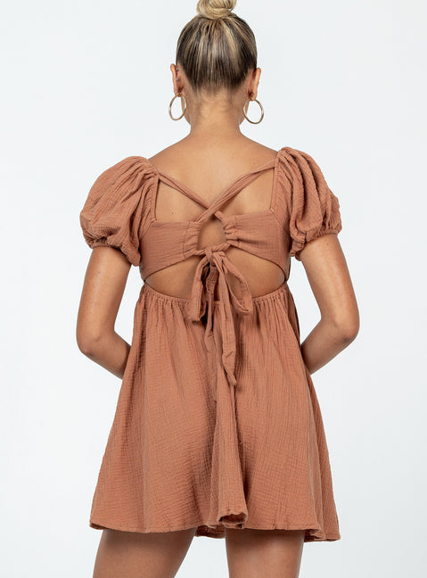 product Princess Polly Asymmetric Neckline  Let's Dance Mini Dress Brown