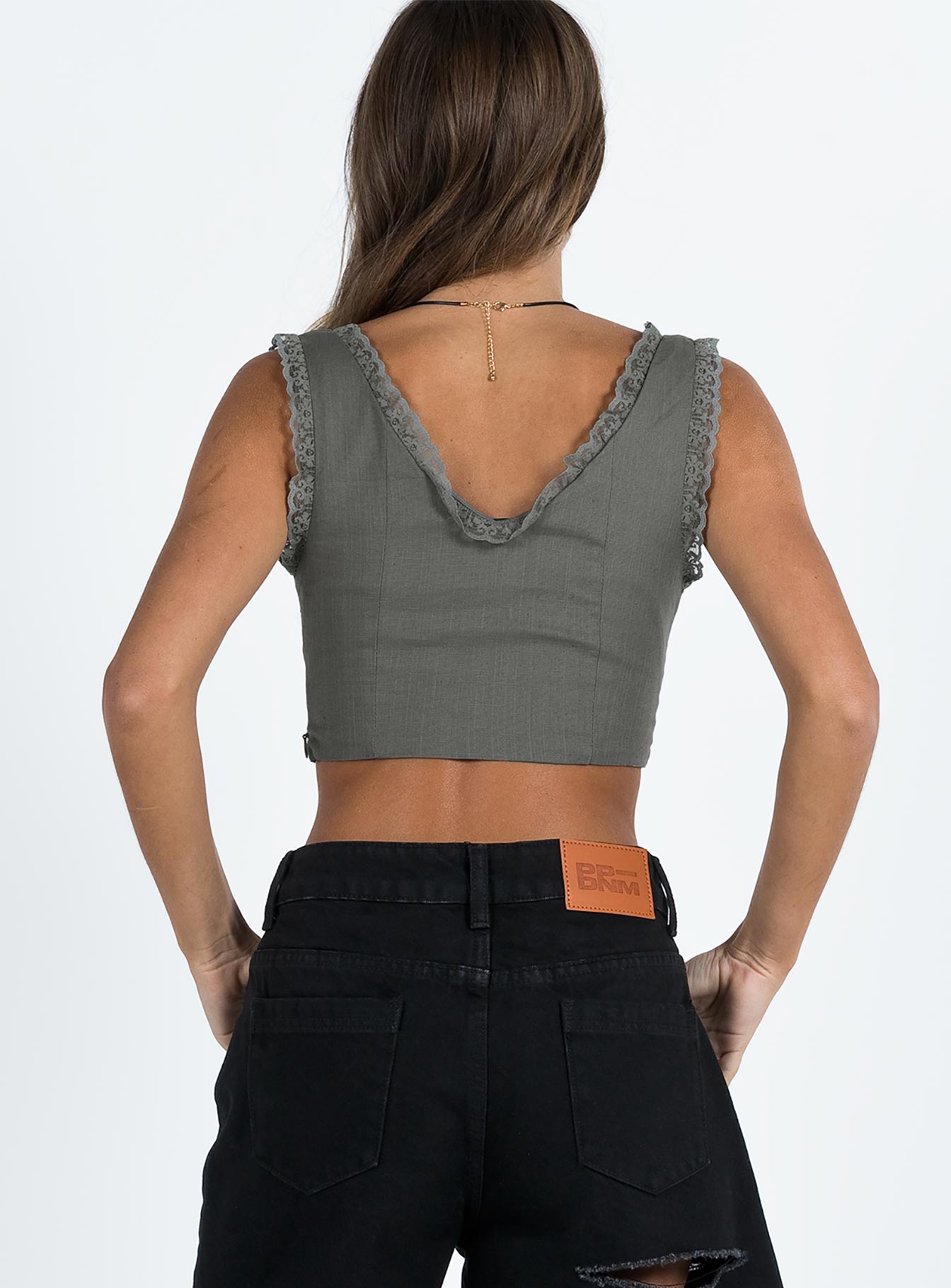 product Princess Polly Sleeveless Asymmetric Neckline  Scarlett Top Slate Grey
