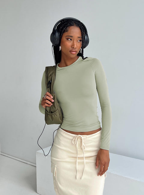 product Princess Polly Half Sleeves High Neck  Arnim Long Sleeve Top Green