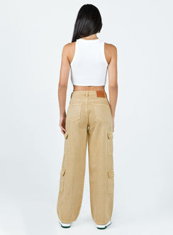 product Princess Polly Mid Rise  Locksley Cargo Jeans Beige