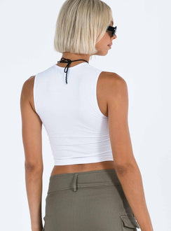 product Princess Polly Sleeveless Crew Neck  Monlo Top White / Pink