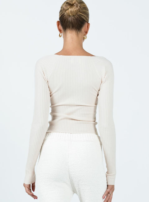 product Princess Polly Full Sleeves Square Neck  Mavins Long Sleeve Top Beige