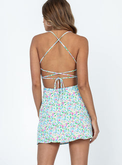 product Princess Polly Scoop Neck  Celena Mini Dress White / Blue Floral