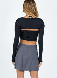 back view of model wearing Princess Polly Selby Mini Skirt Grey 