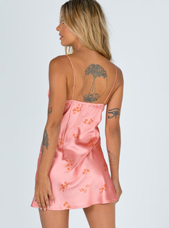 back view of model wearing Princess Polly Stargazing Mini Dress Pink Floral 