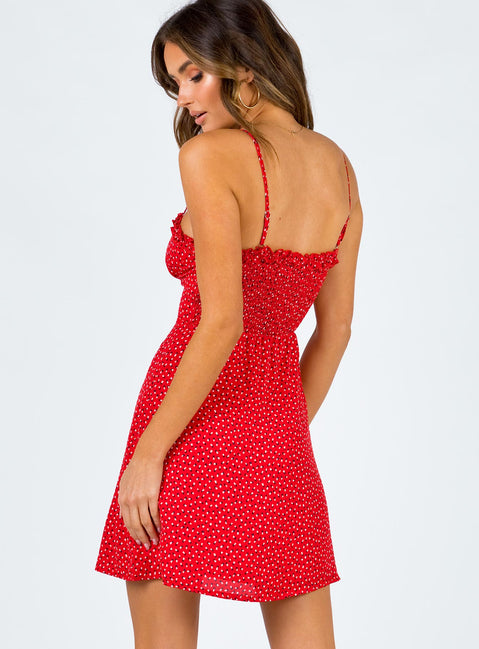 product Princess Polly Asymmetric Neckline  Love Birds Mini Dress Red