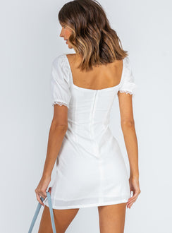 back view of model wearing Princess Polly Love Lies Mini Dress White 