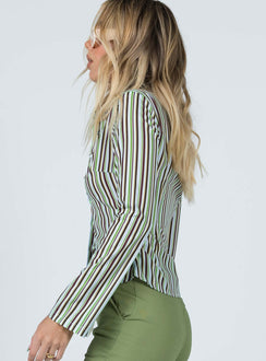 product Princess Polly Full Sleeves Asymmetric Neckline  Anni Stripe Shirt Multi