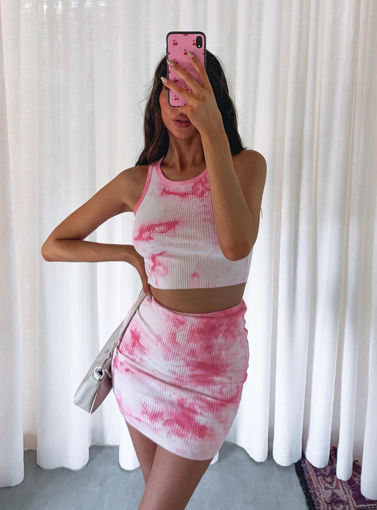 Kiele Tie Dye Mini Skirt Pink Skirts 