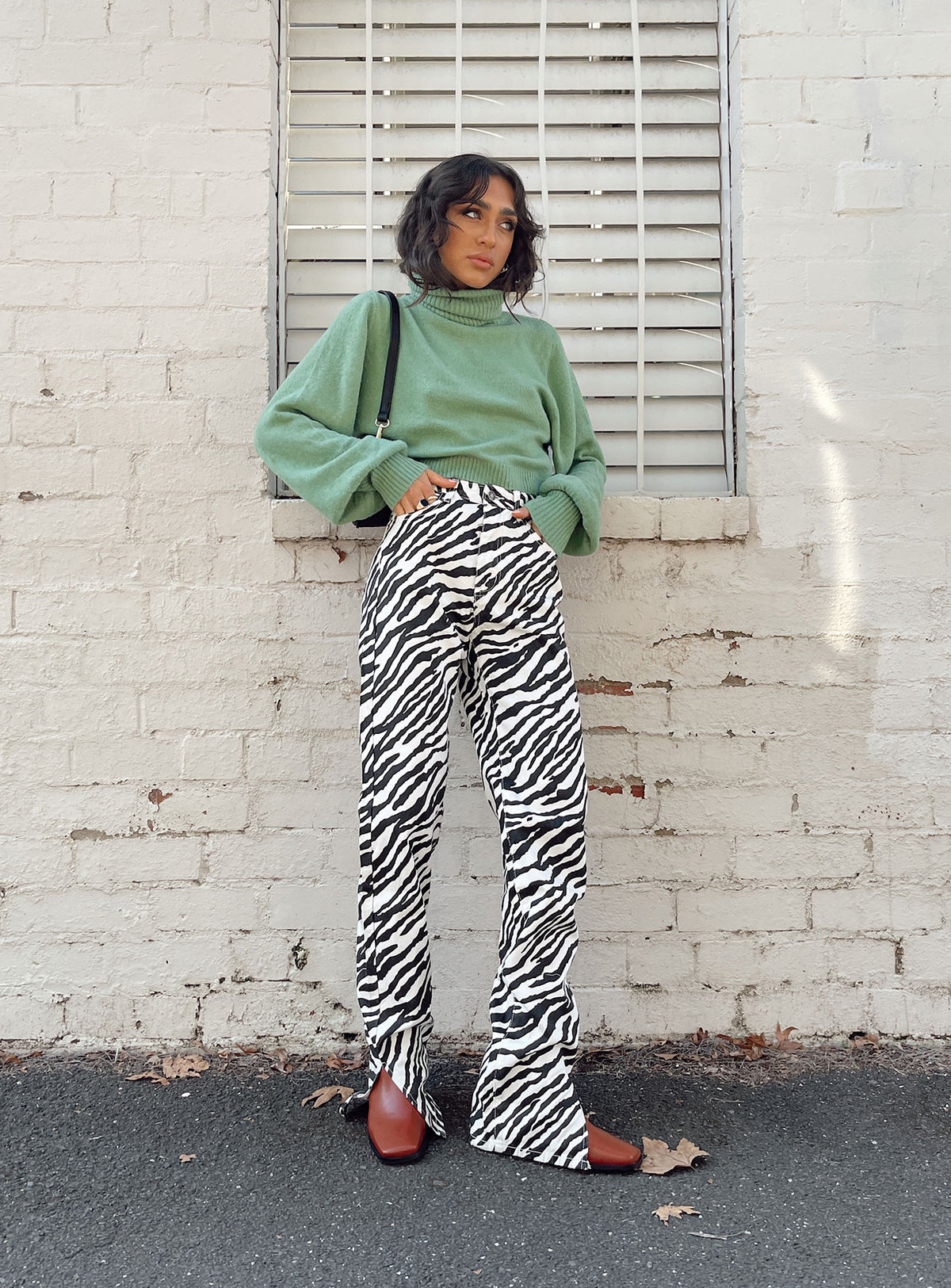 Zahara Cropped Turtleneck Sweater Green Princess Polly  Cropped 