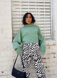 Zahara Cropped Turtleneck Sweater Green Princess Polly  Cropped 